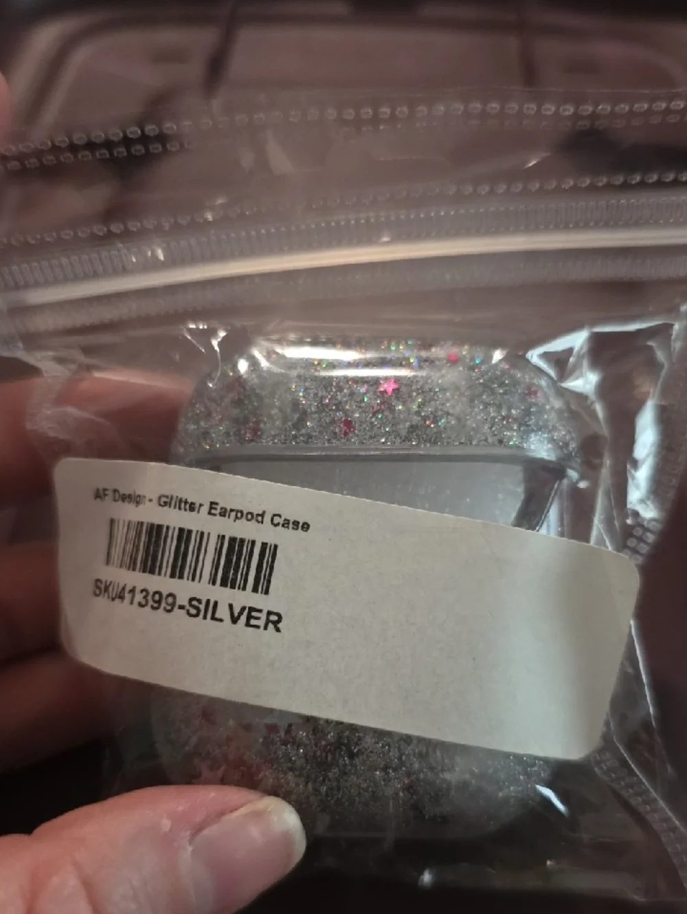 Glitter Star AirPods Case Cover - Clear with Silver & Pink Stars
